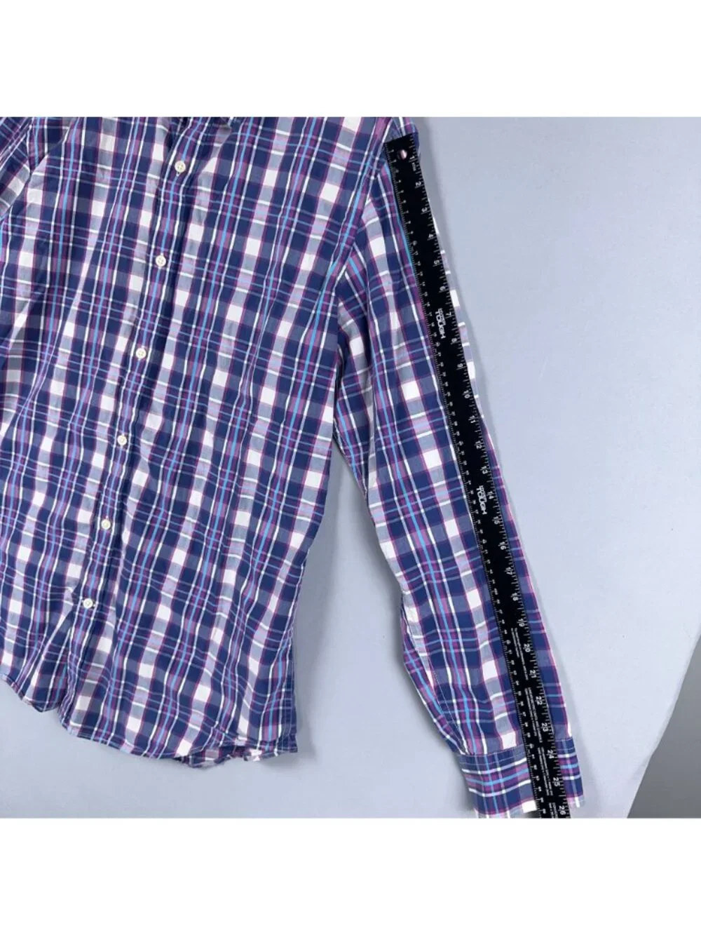 Banana Republic Plaid Button-Down Shirt Size XL Purple Blue 100% Cotton Slim Fit